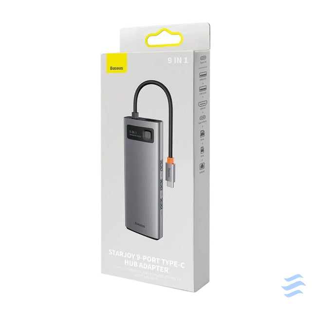 Hub 9in1 Baseus Metal Gleam Series USB C to 2x USB 3.0 + 2x HDMI + USB 2.0 + USB C PD + Ethernet RJ45 + microSD/SD Hubs