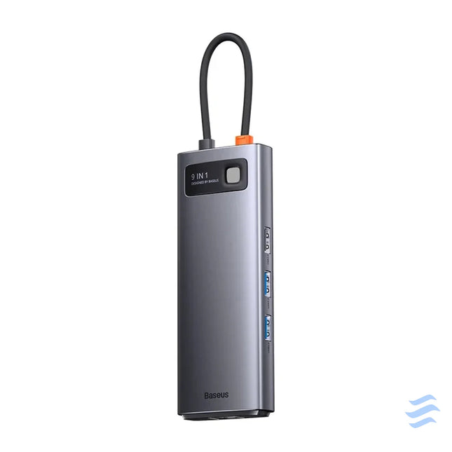 Hub 9in1 Baseus Metal Gleam Series USB C to 2x USB 3.0 + 2x HDMI + USB 2.0 + USB C PD + Ethernet RJ45 + microSD/SD Hubs