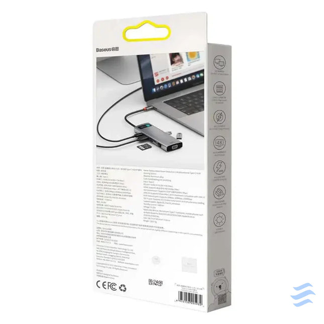Hub 9in1 Baseus Metal Gleam Series USB C to 3x USB 3.0 + HDMI + USB C PD + Ethernet RJ45 + microSD/SD + VGA Hubs