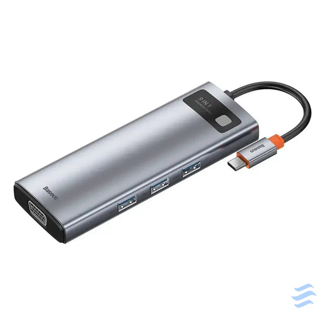 Hub 9in1 Baseus Metal Gleam Series USB C to 3x USB 3.0 + HDMI + USB C PD + Ethernet RJ45 + microSD/SD + VGA Hubs