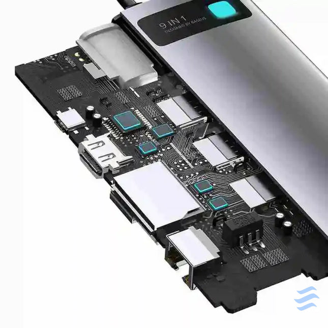 Hub 9in1 Baseus Metal Gleam Series USB C to 3x USB 3.0 + HDMI + USB C PD + Ethernet RJ45 + microSD/SD + VGA Hubs