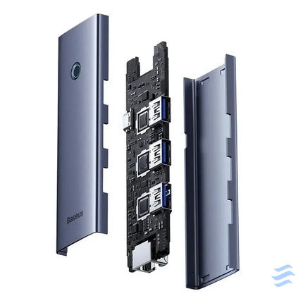 Hub Baseus UltraJoy Series Lite 4 Port (USB to USB 3.0*3 + RJ45*1 + USB C 5V) (gray) Hubs
