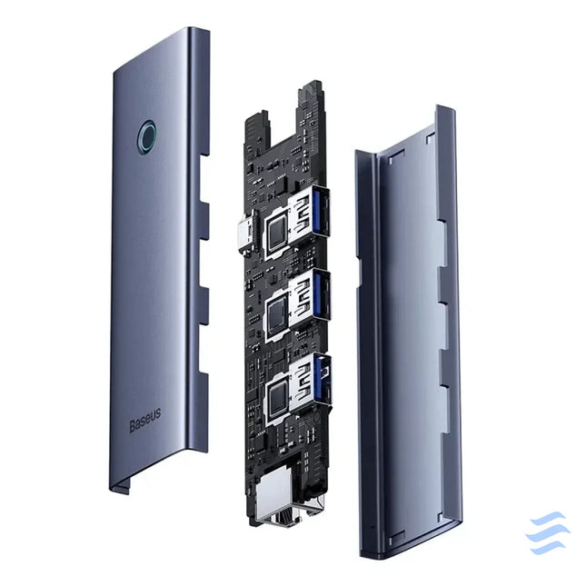 Hub Baseus UltraJoy Series Lite 4 Port (USB to USB 3.0*3 + RJ45*1 + USB C 5V) (gray) Hubs