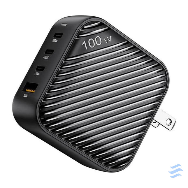 INVZI GanHub 3x USB C + USB wall charger 100W EU/UK/AU/US (black) mains chargers