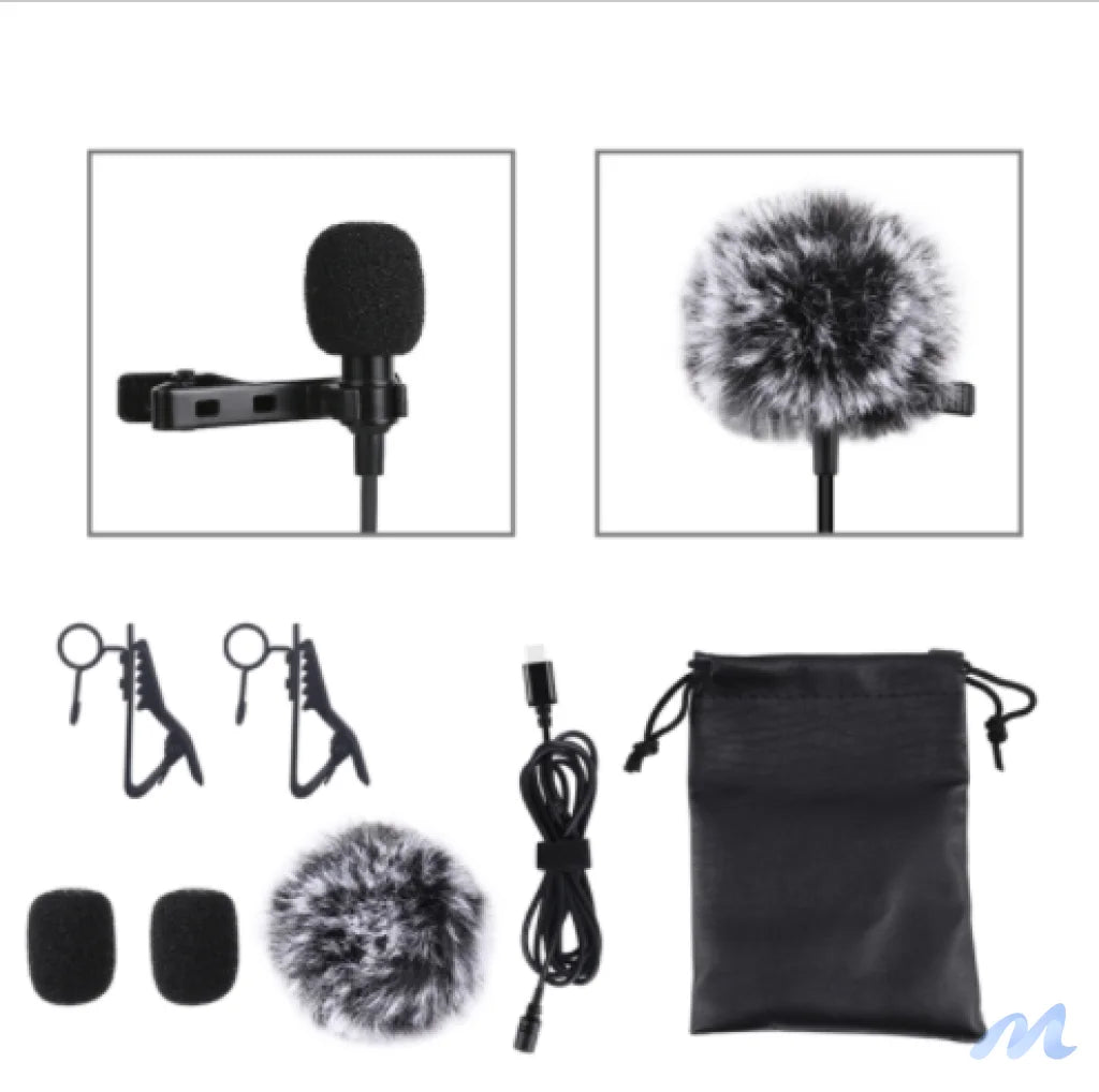 Jack Puluz tie microphone with clip PU425 1.5m USB-C