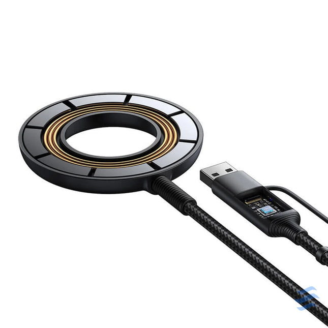 Joyroom JR WQM03 magnetic charger USB + USB C 1.2m (black) Wireless chargers