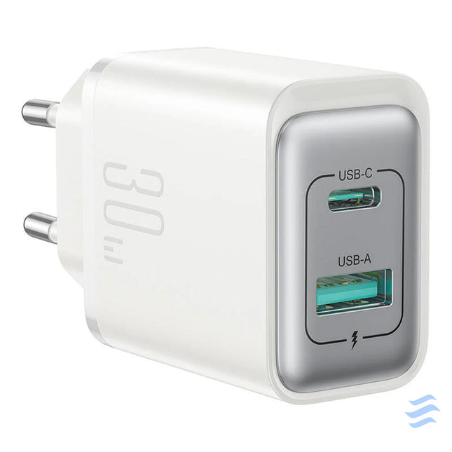 Joyroom TCF15 Dual Port (A + C) 30W Power Charger (white) mains chargers