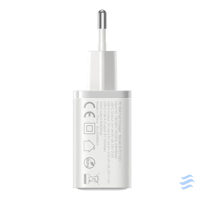 Joyroom TCF15 Dual Port (A + C) 30W Power Charger (white) mains chargers
