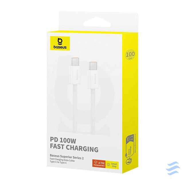 Kabel szybkiego ładowania USB C do USB C Baseus Superior 2 100W 1m (biały) USB C to USB C
