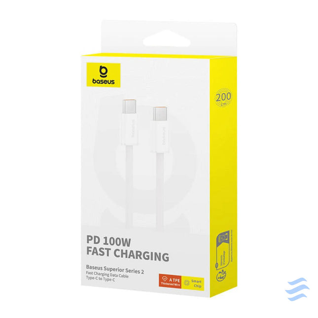 Kabel szybkiego ładowania USB C do USB C Baseus Superior 2 100W 2m (biały) USB C to USB C