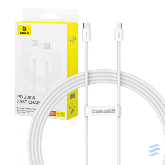 Kabel szybkiego ładowania USB C do USB C Baseus Superior 2 100W 2m (biały) USB C to USB C