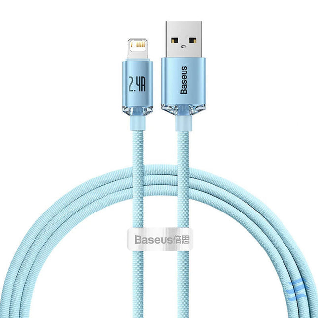 Kabel USB do iP Baseus Crystal Shine 2.4A 1.2m (niebieski) USB C to Lightning