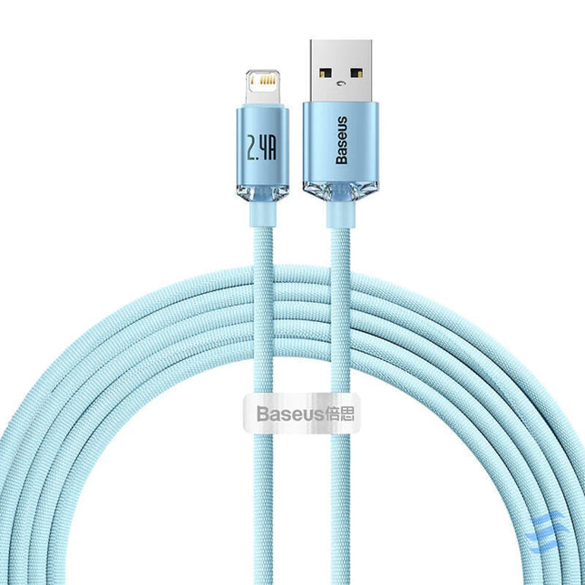 Kabel USB do iP Baseus Crystal Shine 2.4A 2m (niebieski) USB to Lightning