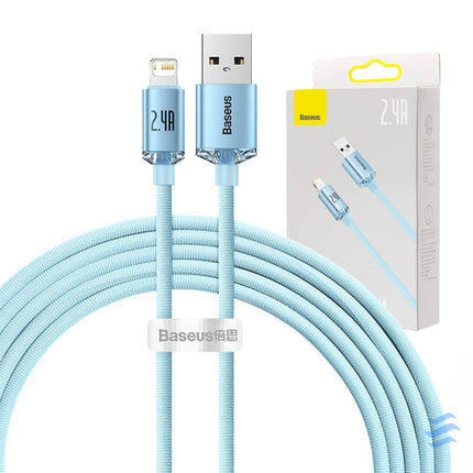 Kabel USB do iP Baseus Crystal Shine 2.4A 2m (niebieski) USB to Lightning