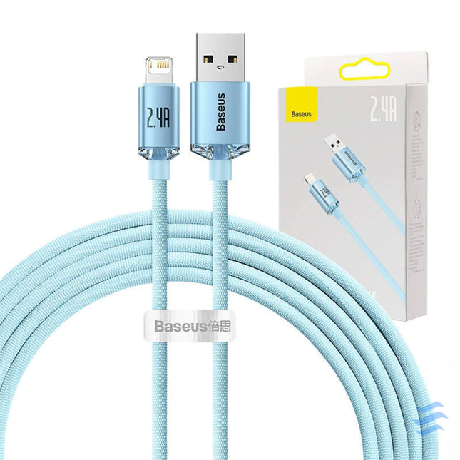 Kabel USB do iP Baseus Crystal Shine 2.4A 2m (niebieski) USB to Lightning