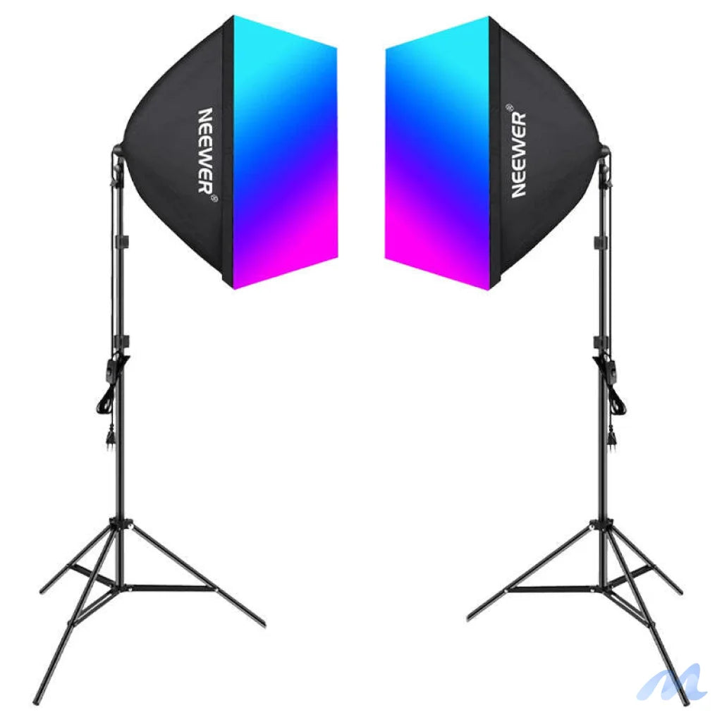 Kit Neewer NK800 two softboxes + bulbs RGB 24W 2700-6500K + tripods + barndoors