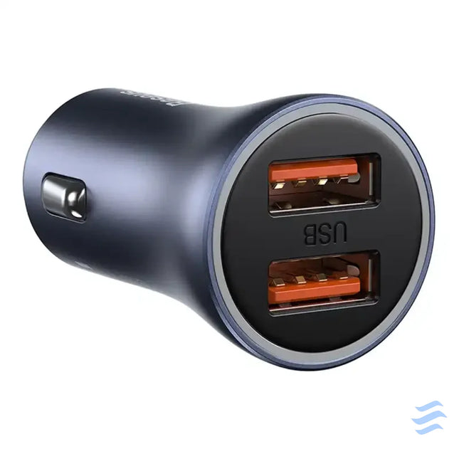 Ładowarka samochodowa Baseus Golden Contactor Pro 2x USB 40W (szara) + kabel USB do USB C 1m (czarny) Car chargers