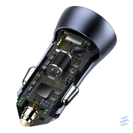 Ładowarka samochodowa Baseus Golden Contactor Pro 2x USB 40W (szara) + kabel USB do USB C 1m (czarny) Car chargers