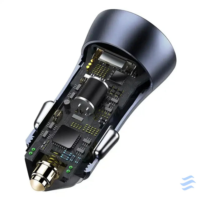 Ładowarka samochodowa Baseus Golden Contactor Pro 2x USB 40W (szara) + kabel USB do USB C 1m (czarny) Car chargers