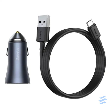 Ładowarka samochodowa Baseus Golden Contactor Pro USB + USB C QC4.0 + PD SCP 40W (szara) + kabel USB do USB C 1m