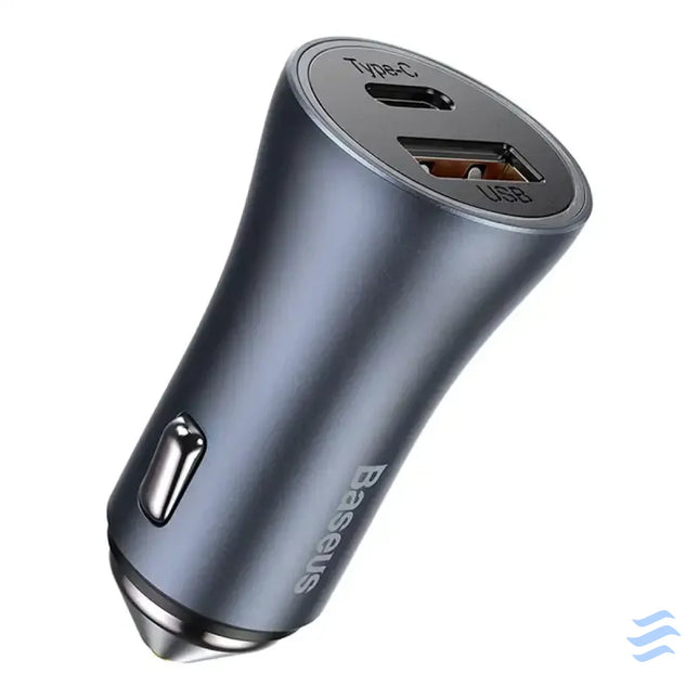 Ładowarka samochodowa Baseus Golden Contactor Pro USB + USB C QC4.0 + PD SCP 40W (szara) + kabel USB do USB C 1m