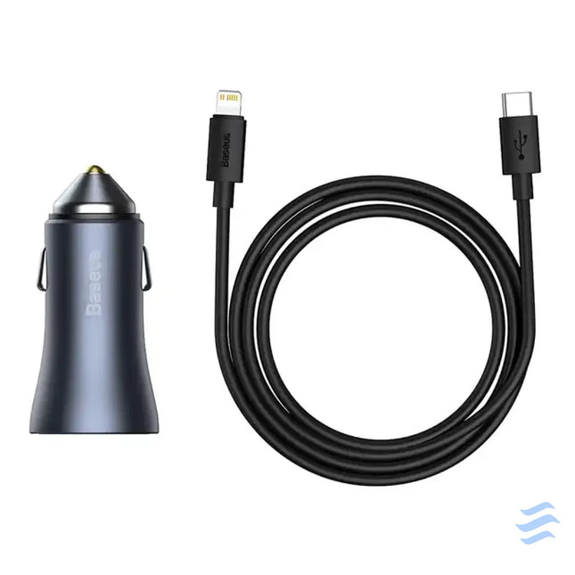 Ładowarka samochodowa Baseus Golden Contactor Pro USB + USB C QC4.0 + PD SCP 40W (szara) + kabel USB C do iP 1m