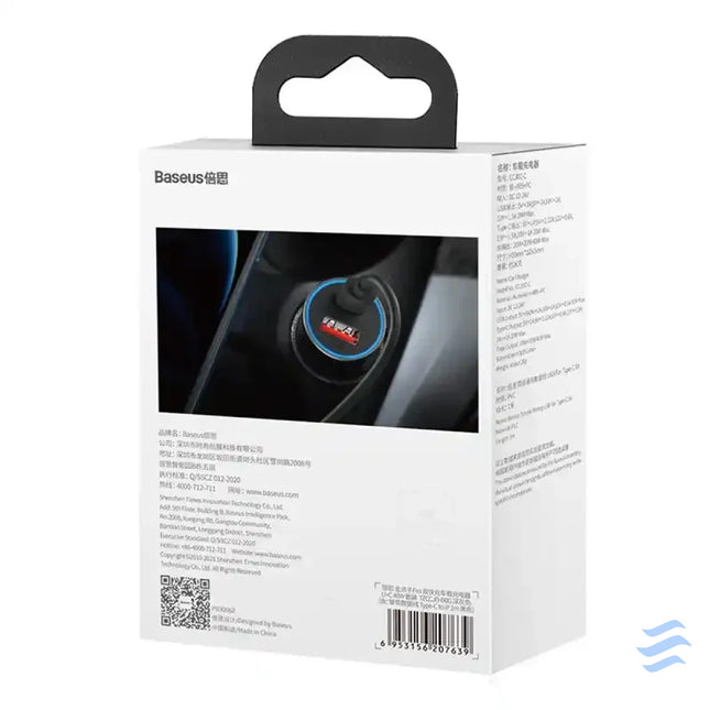 Ładowarka samochodowa Baseus Golden Contactor Pro USB + USB C QC4.0 + PD SCP 40W (szara) + kabel USB C do iP 1m