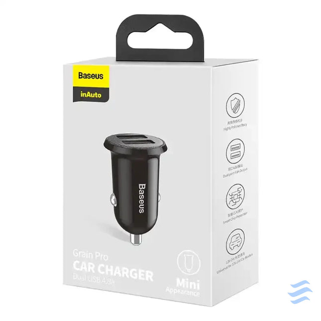 Ładowarka samochodowa Baseus Grain Pro 2x USB 4.8A (czarna) Car chargers