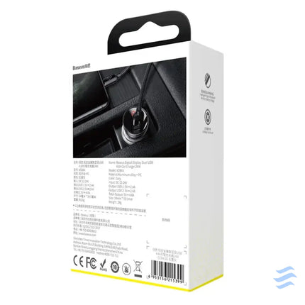 Ładowarka samochodowa Baseus z wyświetlaczem 2x USB 4,8A 24W (srebrna) Car chargers