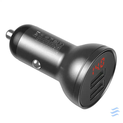 Ładowarka samochodowa Baseus z wyświetlaczem 2x USB 4,8A 24W (szara) Car chargers