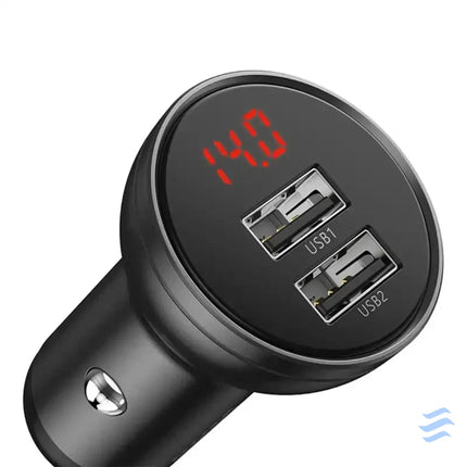 Ładowarka samochodowa Baseus z wyświetlaczem 2x USB 4,8A 24W (szara) Car chargers