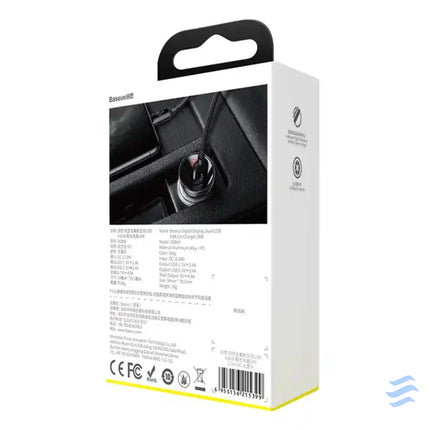 Ładowarka samochodowa Baseus z wyświetlaczem 2x USB 4,8A 24W (szara) Car chargers