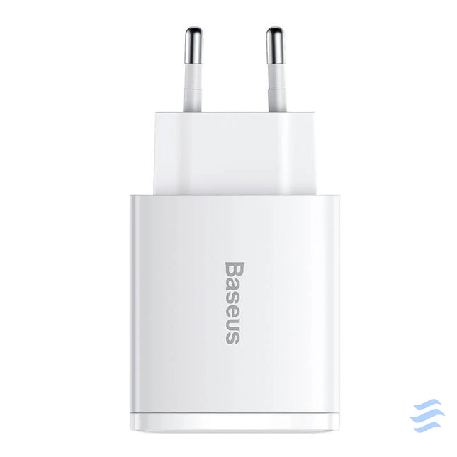 Ładowarka sieciowa Baseus Compact Quick Charger 2xUSB USB C PD 3A 30W (biała) mains chargers