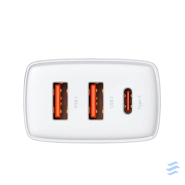 Ładowarka sieciowa Baseus Compact Quick Charger 2xUSB USB C PD 3A 30W (biała) mains chargers