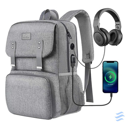 Laptop Backpack / Lunch Bag 15.6’’ Matein 1161 USB Grey Bags cases backpacks