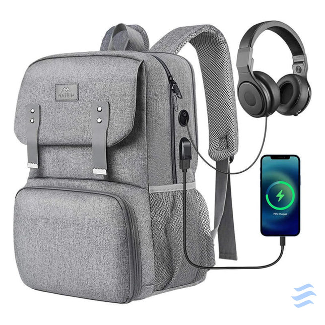 Laptop Backpack / Lunch Bag 15.6’’ Matein 1161 USB Grey Bags cases backpacks