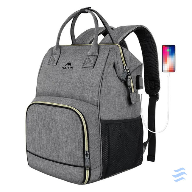 Laptop Backpack / Lunch Bag 15.6’’ Matein 1368 USB Grey Bags cases backpacks