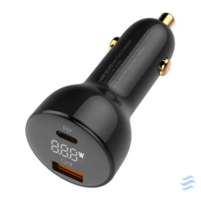 LDNIO C101 Car Charger USB + USB C 100W + USB C to Lightning Cable (Black) Car chargers