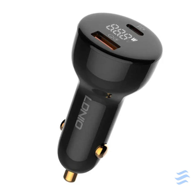 LDNIO C101 Car Charger USB + USB C 100W + USB C to Lightning Cable (Black) Car chargers