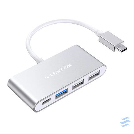 Lention 4in1 Hub USB C to USB 3.0 + 2x USB 2.0 + USB C (silver) Hubs