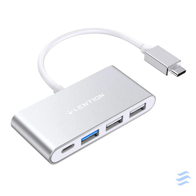 Lention 4in1 Hub USB C to USB 3.0 + 2x USB 2.0 + USB C (silver) Hubs