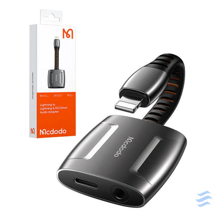 Lightning to Lightning + AUX 3.5mm mini jack adapter Mcdodo CA 6340 (black) Audio adapters