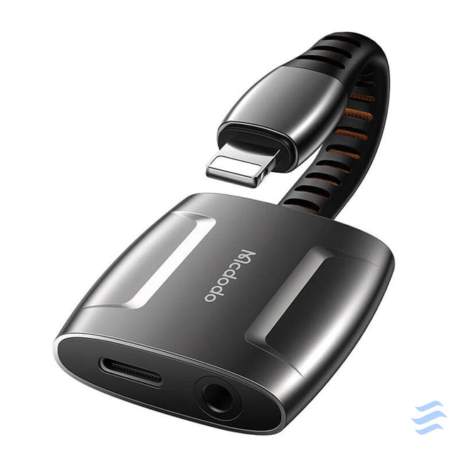 Lightning to Lightning + AUX 3.5mm mini jack adapter Mcdodo CA 6340 (black) Audio adapters