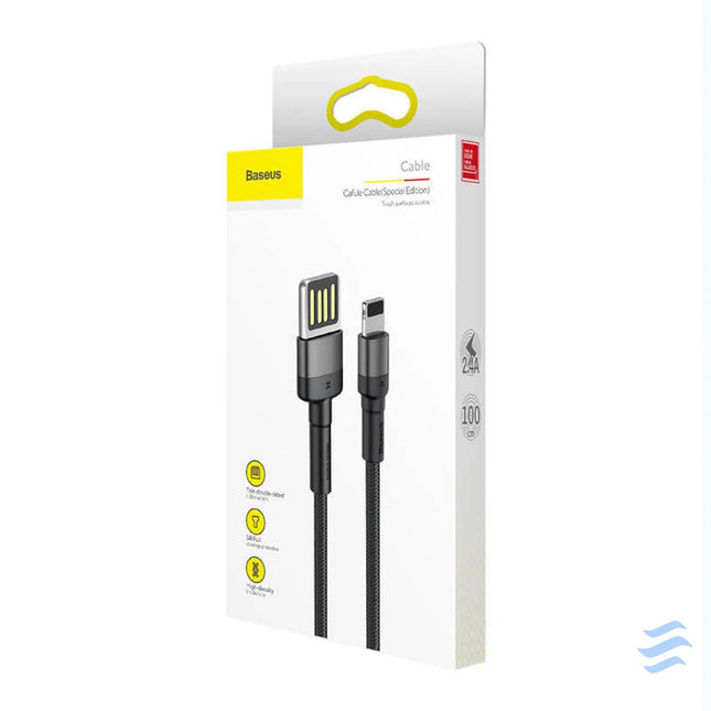 Lightning USB cable (reversible) Baseus Cafule 2.4A 1m (gray black) USB to Lightning