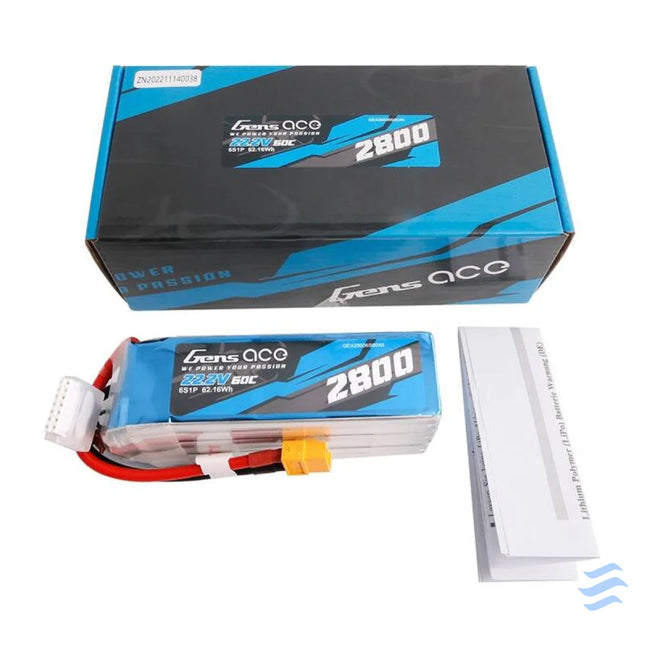 Lipo Gens ace 2800mAh 22.2V 60C 6S1P battery with XT60 connector Lithium and NiMH