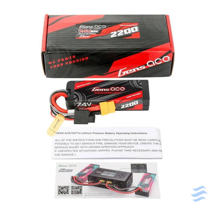 Lipo Gens ace G Tech 2200mAh 7.4V 2S1P 60C GRP 76 Hardcase Battery with XT60 Plug Lithium and NiMH