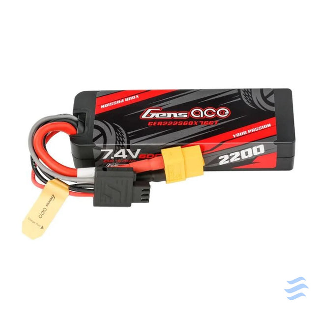 Lipo Gens ace G Tech 2200mAh 7.4V 2S1P 60C GRP 76 Hardcase Battery with XT60 Plug Lithium and NiMH