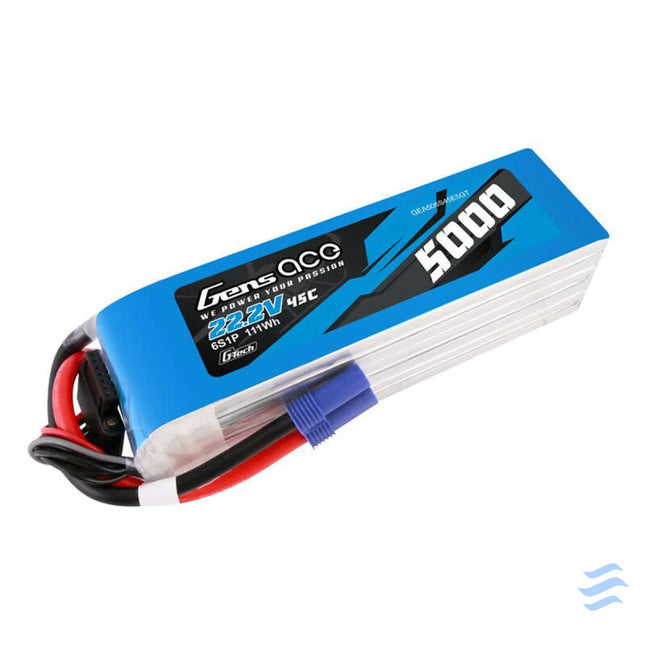 LiPo Gens ace G Tech 5000mAh 22.2V 45C 6S1P battery with EC5 plug Lithium and NiMH