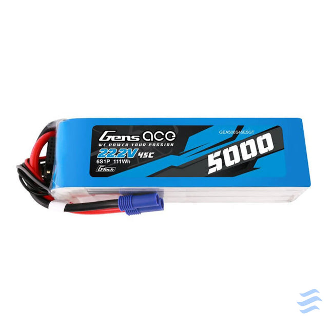 LiPo Gens ace G Tech 5000mAh 22.2V 45C 6S1P battery with EC5 plug Lithium and NiMH
