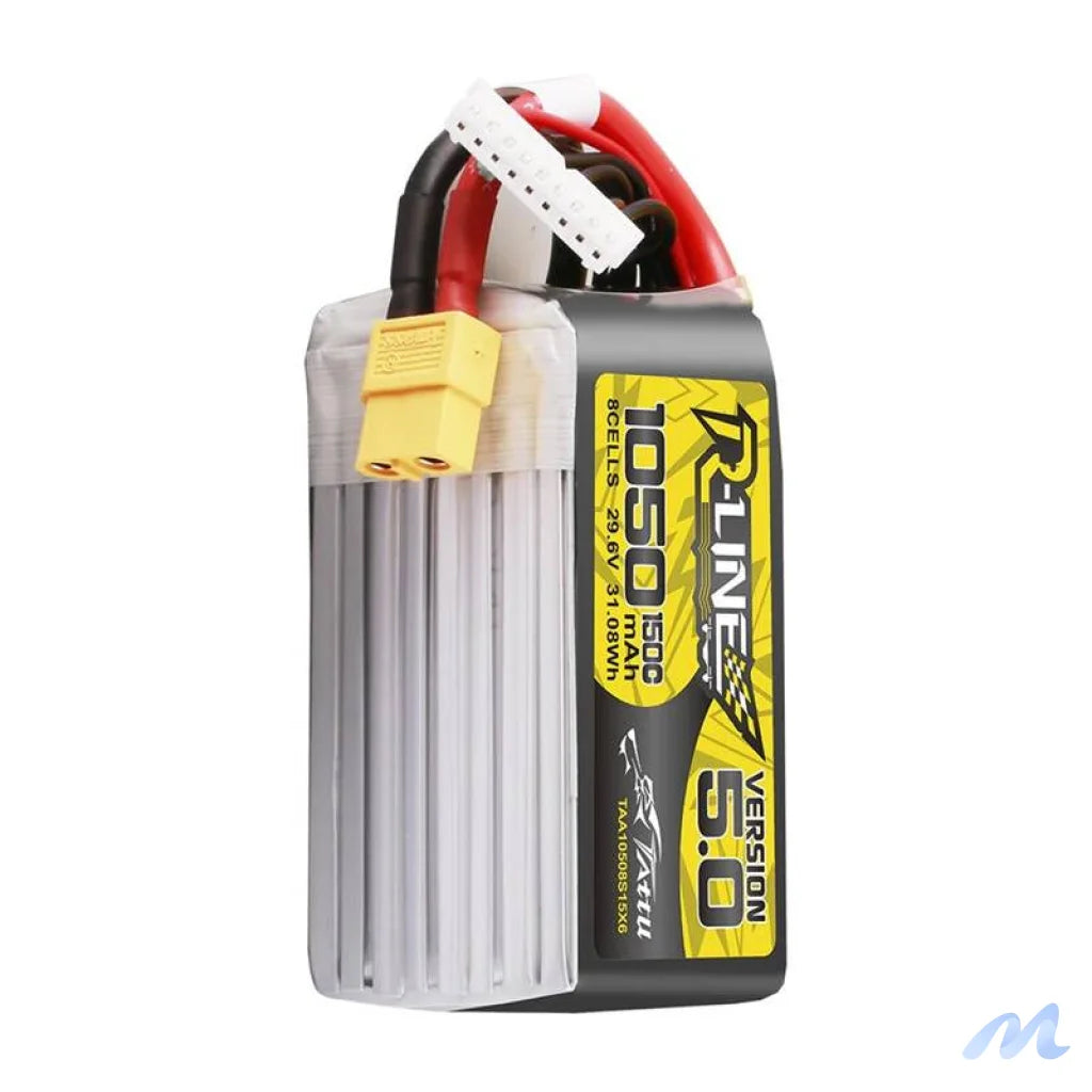 Lipo Tattu R-Line Version 5.0 1050mAh 29.6V 8S 150C battery with XT60 connector